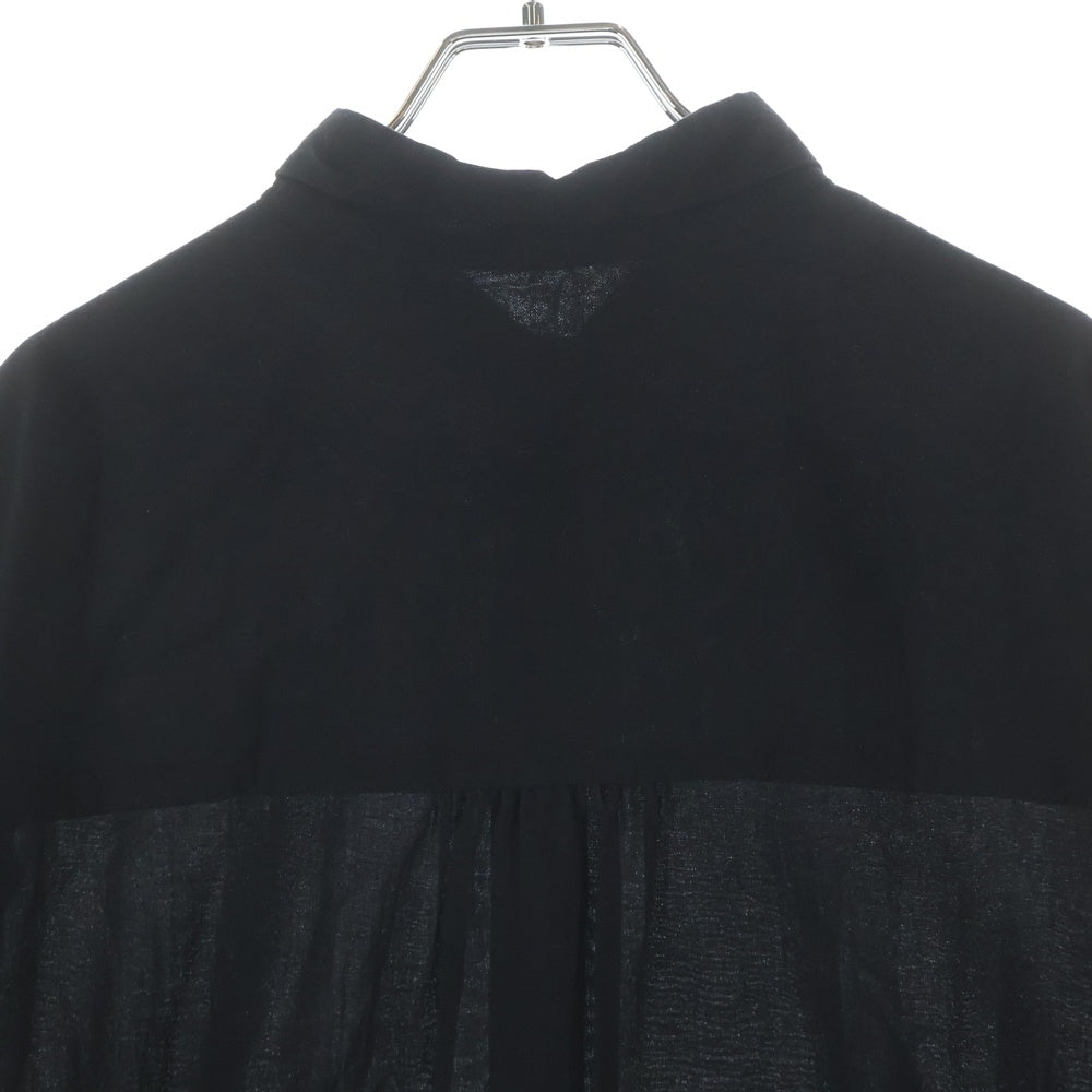 Y's(ワイズ) COTTON VIYELLA DESIGN COLLAR BIG BLOUSE コットンビエラ デザインカラー ビッグブラウス 長袖シャツ ブラック レディース YL-B14-021