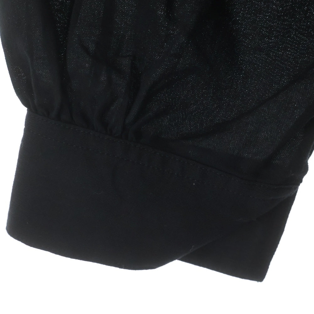 Y's(ワイズ) COTTON VIYELLA DESIGN COLLAR BIG BLOUSE コットンビエラ デザインカラー ビッグブラウス 長袖シャツ ブラック レディース YL-B14-021