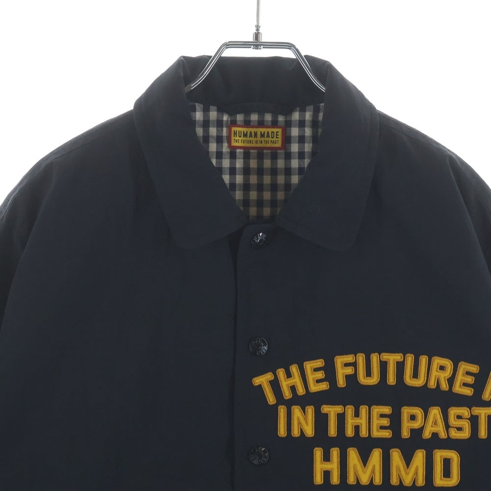 HUMAN MADE(ヒューマンメイド) COACH JACKET ロゴパッチ 裏地チェック ナイロン コーチジャケット ブラック HM31JK021