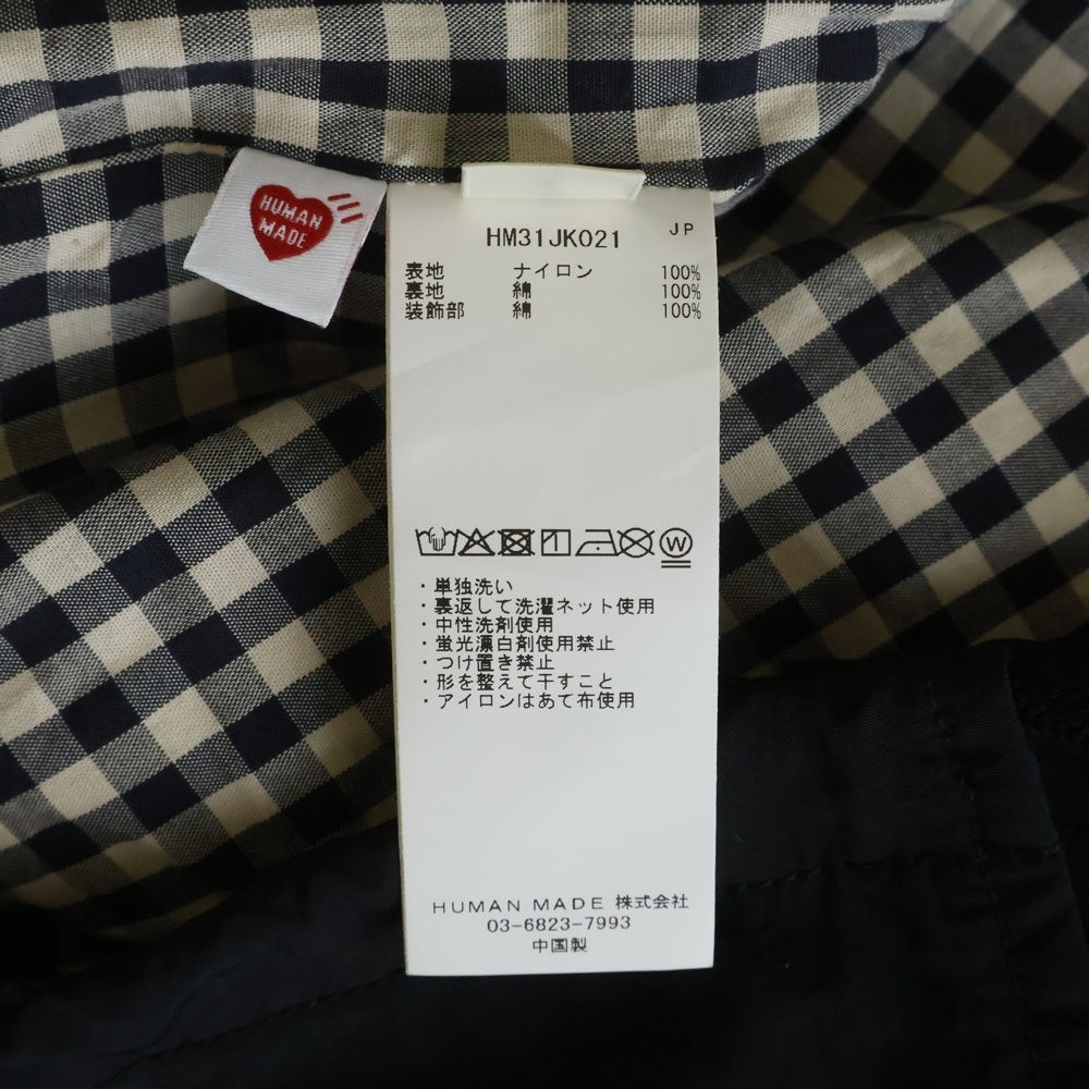 HUMAN MADE(ヒューマンメイド) COACH JACKET ロゴパッチ 裏地チェック ナイロン コーチジャケット ブラック HM31JK021