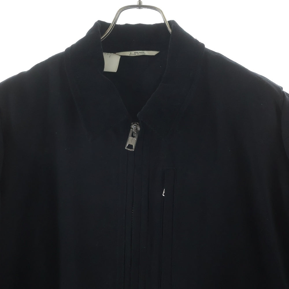 N.HOOLYWOOD(エヌハリウッド) 18AW SOUTIEN COLLAR PULL FRONT ZIP COAT ダック地 コーデュロイ切り替え プル フロント ジップアップ ステンカラーコート ブラック 182-C006-036