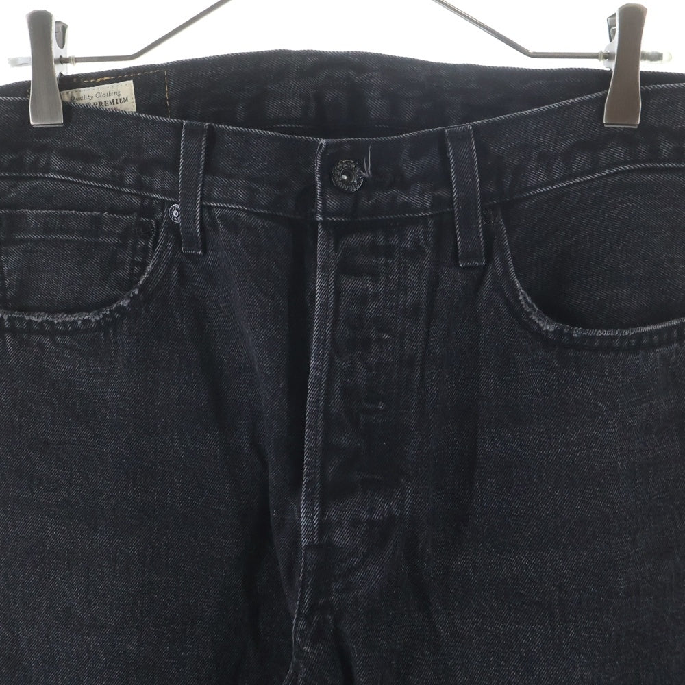 Levi's(リーバイス) 30TH EDIFICE別注 501 レザーパッチ ボタンフライ ストレートデニムパンツ インディゴブラック 0022U-0000