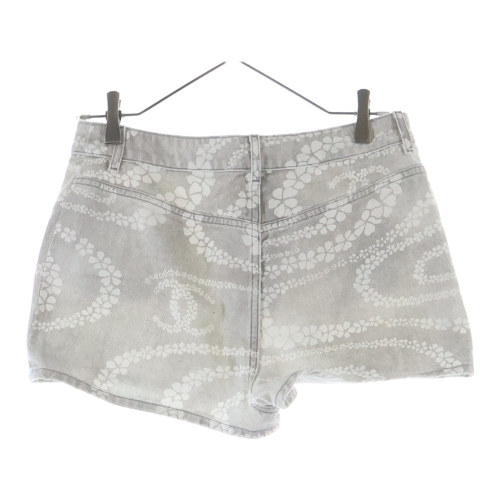 CHANEL(シャネル) 25SS ココビーチ 立体ポケット デニム ジップフライ ショートパンツ グレー/ホワイト レディース P78607V71097