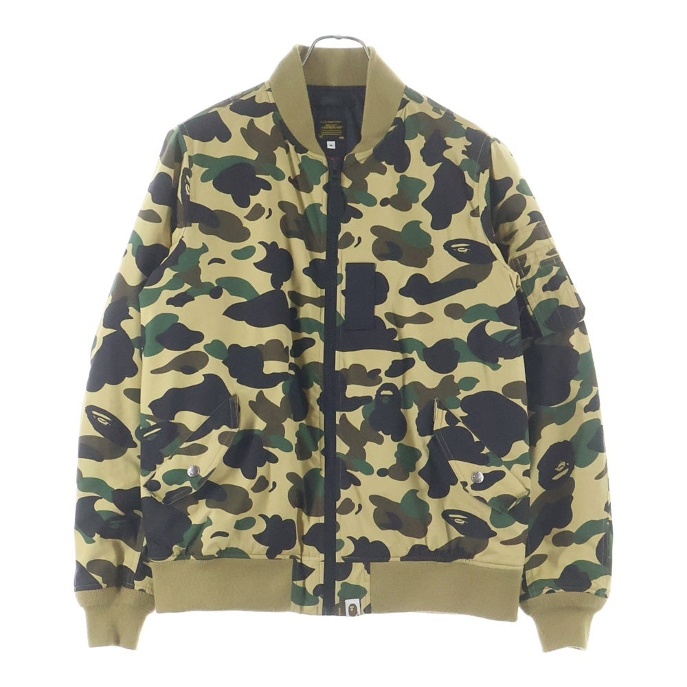 A BATHING APE(アベイシングエイプ) 1st CAMO MA-1 ファーストカモ総柄 フライトジャケット ジップアップブルゾン カーキ/グリーン 001HJC301010X