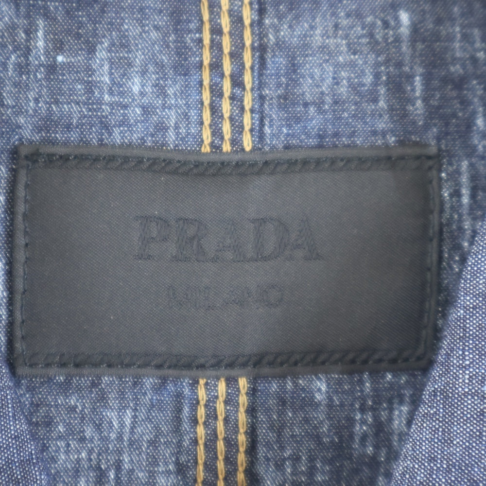 PRADA(プラダ) 24SS トライアングルロゴプレート デニムシャンブレージャケット ブルゾン インディゴ GEB254