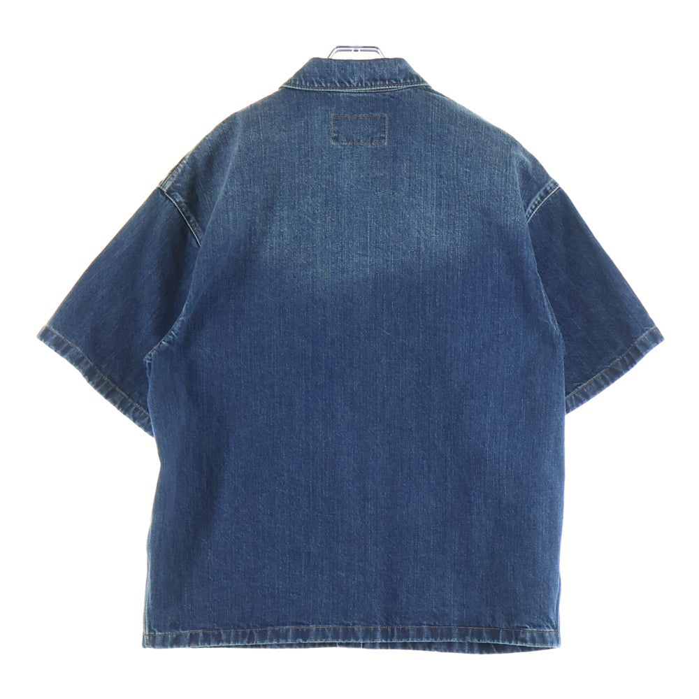 PRADA(プラダ) DENIM SHORT SLEEVE SHIRT トライアングルロゴプレート 半袖デニムシャツ インディゴ GEC067 S212 14EF