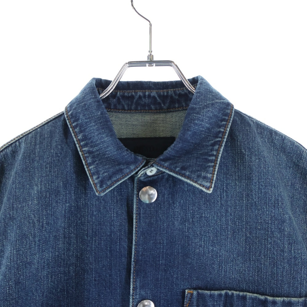 PRADA(プラダ) DENIM SHORT SLEEVE SHIRT トライアングルロゴプレート 半袖デニムシャツ インディゴ GEC067 S212 14EF