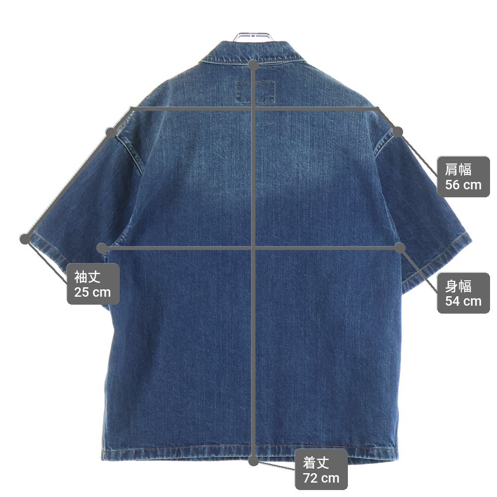 PRADA(プラダ) DENIM SHORT SLEEVE SHIRT トライアングルロゴプレート 半袖デニムシャツ インディゴ GEC067 S212 14EF