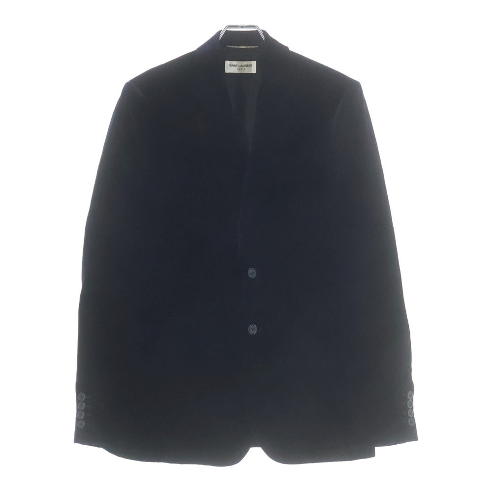 SAINT LAURENT PARIS(サンローランパリ) ベルベット 2B シングルテーラードジャケット ネイビー 633013