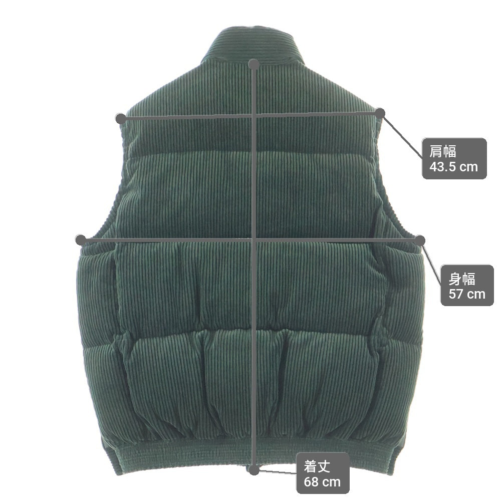 Sacai(サカイ) 24AW ×MARK GONZALES MULTI PATCH DOWN VEST マークゴンザレス ワッペン付き コーデュロイ ジップアップ ダウンベスト グリーン 24-03551M