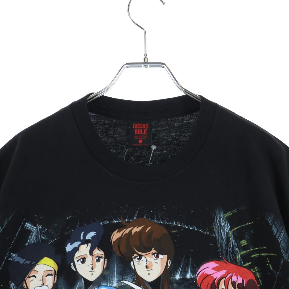 GEEKSRULE(ギークスルール) ×BUBBLEGUM CRISIS バブルガムクライシス シルクスクリーンプリント クルーネックプルオーバー 半袖Tシャツカットソー ブラック