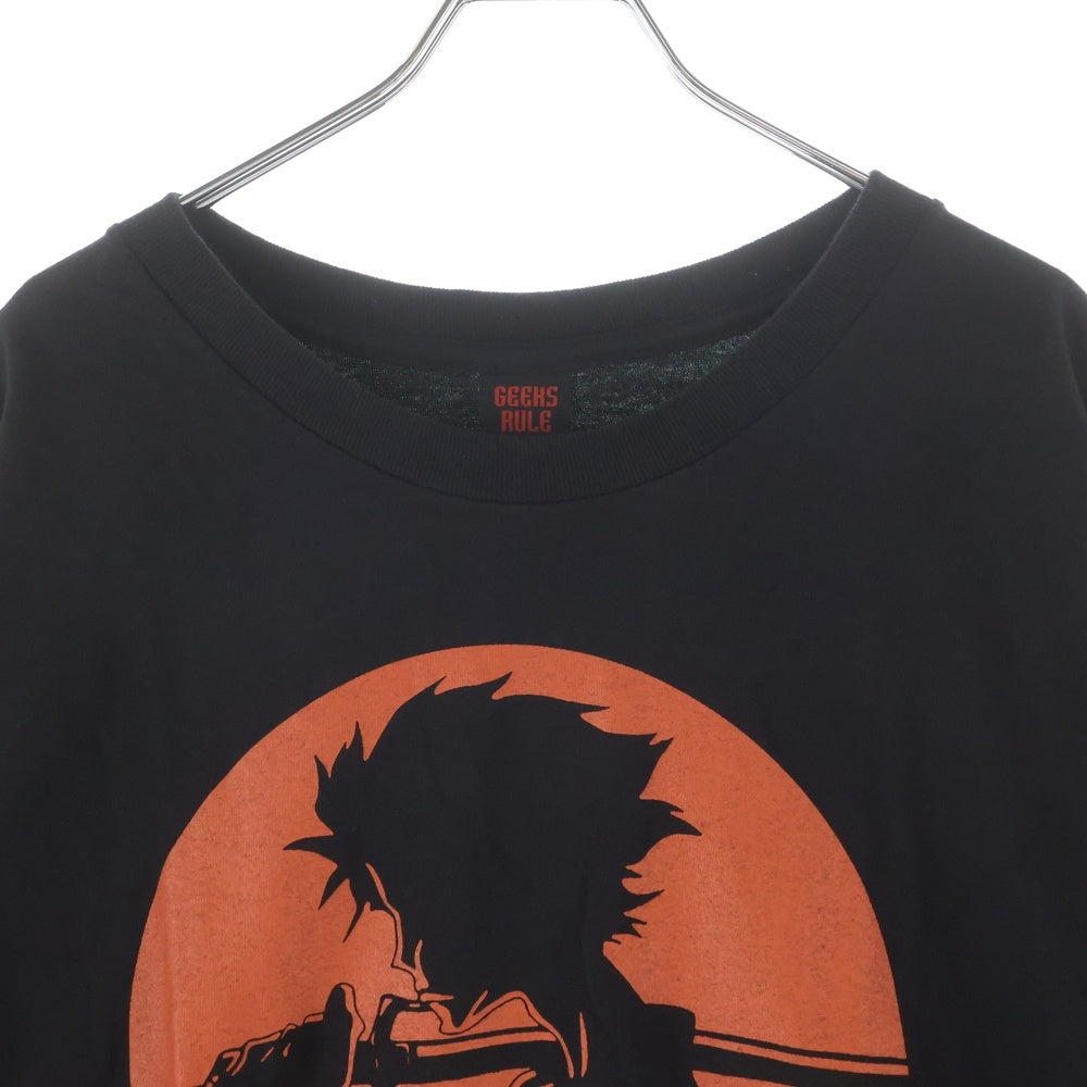 GEEKSRULE(ギークスルール) ×SAMURAI CHAMPLOO サムライチャンプルー シルクスクリーンプリント クルーネックプルオーバー 半袖Tシャツカットソー ブラック