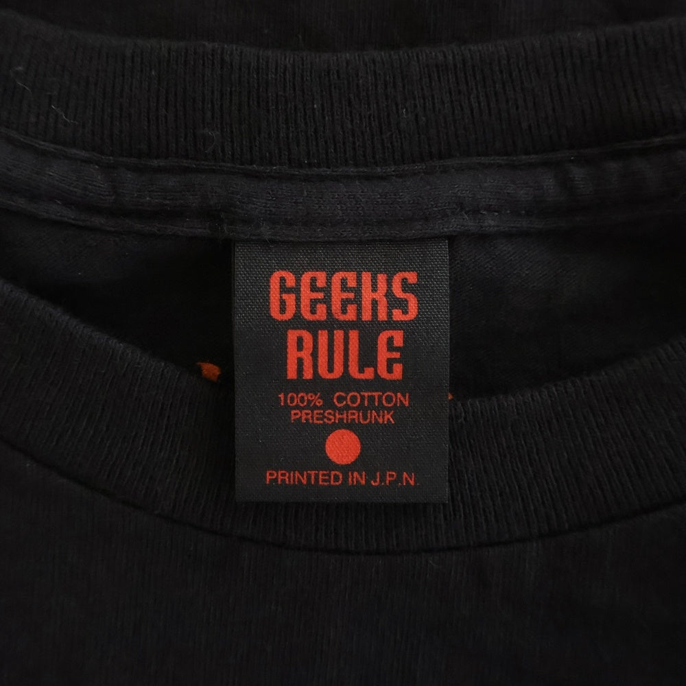 GEEKSRULE(ギークスルール) ×SAMURAI CHAMPLOO サムライチャンプルー シルクスクリーンプリント クルーネックプルオーバー 半袖Tシャツカットソー ブラック