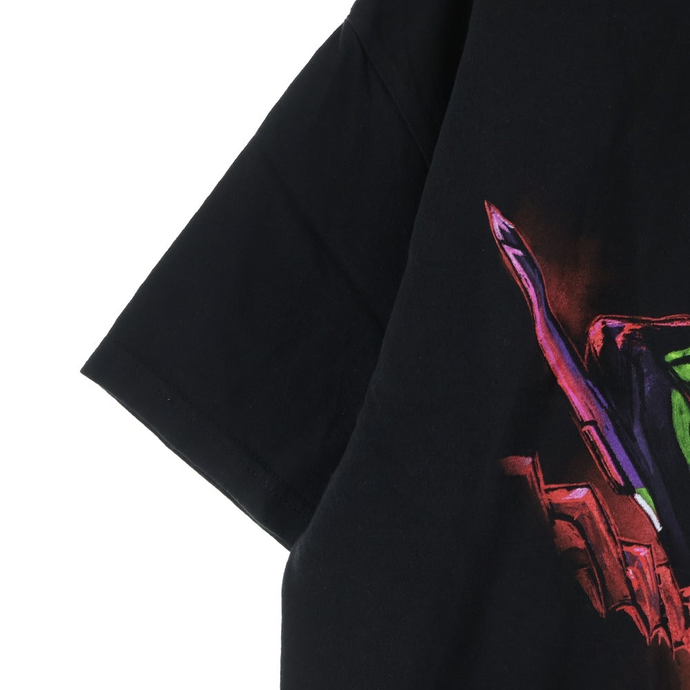 GEEKSRULE(ギークスルール) ×NEON GENESIS EVANGELION 新世紀エヴァンゲリオン 初号機 シルクスクリーンプリント クルーネックプルオーバー 半袖Tシャツカットソー ブラック