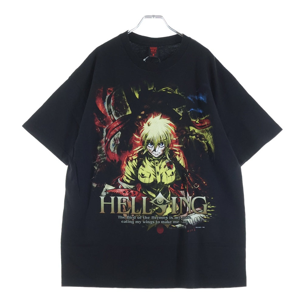 GEEKSRULE(ギークスルール) ×HELLSING ヘルシング セラス・ヴィクトリア シルクスクリーンプリント クルーネックプルオーバー 半袖Tシャツカットソー ブラック