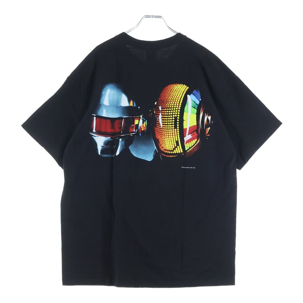 GEEKSRULE(ギークスルール) ×DAFT PUNK ダフトパンク シルクスクリーンプリント クルーネックプルオーバー 半袖Tシャツカットソー ブラック