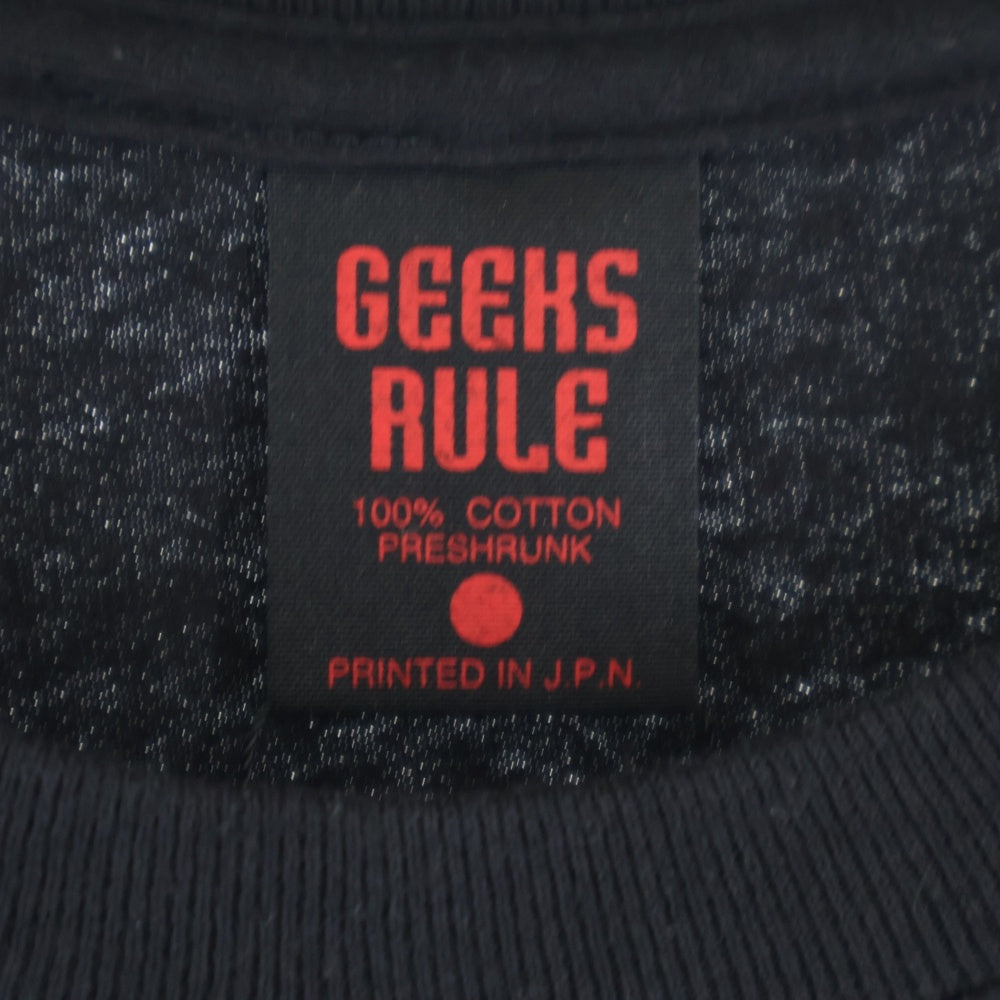GEEKSRULE(ギークスルール) ×DAFT PUNK ダフトパンク シルクスクリーンプリント クルーネックプルオーバー 半袖Tシャツカットソー ブラック