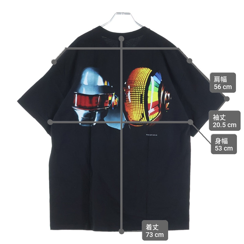 GEEKSRULE(ギークスルール) ×DAFT PUNK ダフトパンク シルクスクリーンプリント クルーネックプルオーバー 半袖Tシャツカットソー ブラック