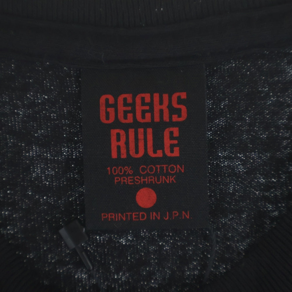 GEEKSRULE(ギークスルール) ×DAFT PUNK ダフトパンク シルクスクリーンプリント クルーネックプルオーバー 半袖Tシャツカットソー ブラック