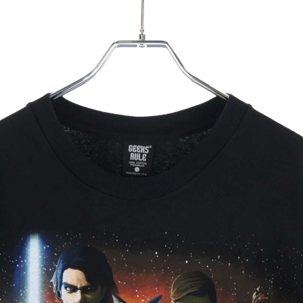 GEEKSRULE(ギークスルール) ×STAR WARS THE CLONE WARS スターウォーズ クローンウォーズ シルクスクリーンプリント クルーネックプルオーバー 半袖Tシャツカットソー ブラック