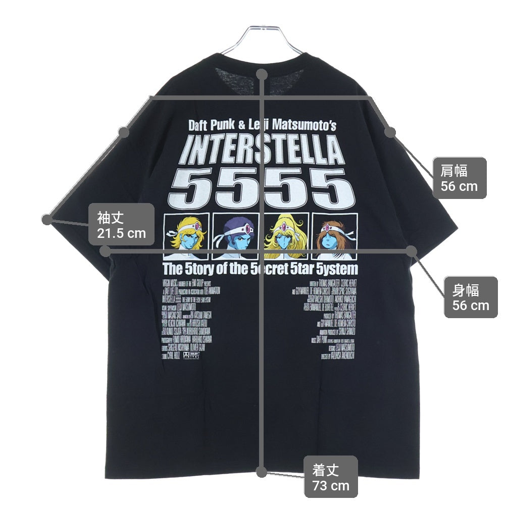 GEEKSRULE(ギークスルール) ×DAFT PUNK ダフトパンク ×松本零士 インターステラ5555 シルクスクリーンプリント クルーネックプルオーバー 半袖Tシャツカットソー ブラック