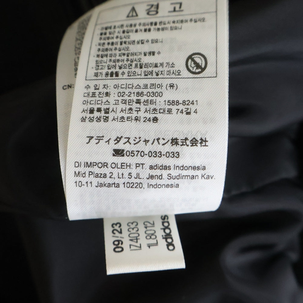 adidas(アディダス) F LTHR TT JCKT フェイクレザー ファイヤーバード トレフォイルロゴエンブロイダリー サイド3ストライプライン ジップアップトラックジャケット ブラック IZ4033