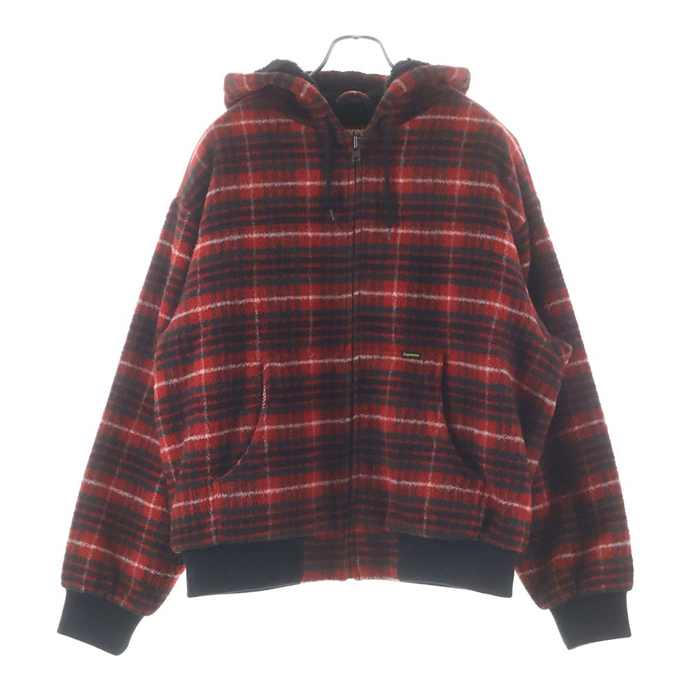 SUPREME(シュプリーム) 23AW Plaid Wool Hooded Jacket チェック柄 ウール フーデッドジップアップジャケット レッド/ブラック