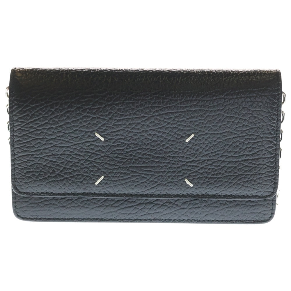 Maison Margiela(メゾンマルジェラ) 4ステッチ チェーン ショルダー レザーウォレット ポーチ ブラック S56UI0147 レディース