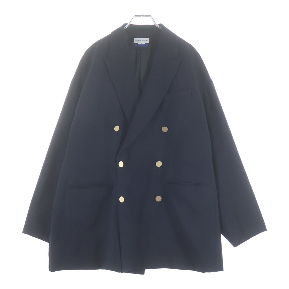 MAISON SPECIAL(メゾンスペシャル ) 21AW ピークドラペル プライム 金ボタン ジップスリット オーバー テーラードジャケット ネイビー 11211111212