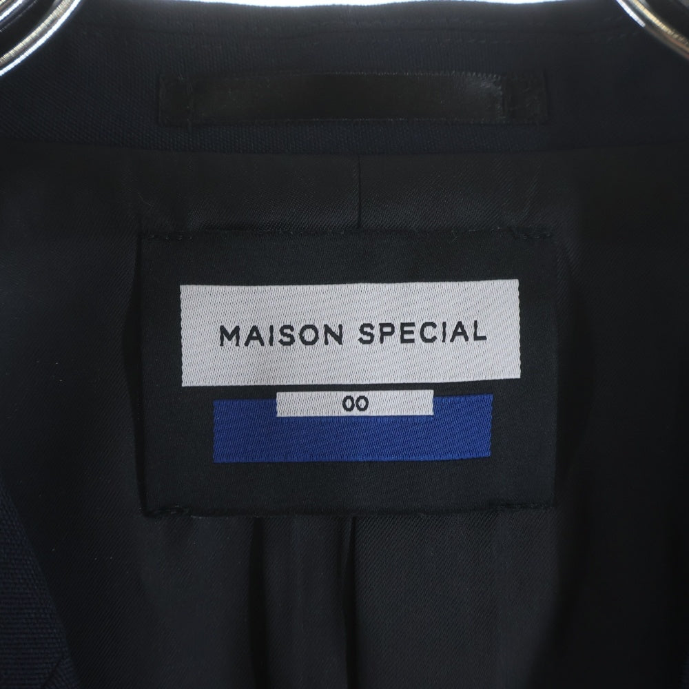 MAISON SPECIAL(メゾンスペシャル ) 21AW ピークドラペル プライム 金ボタン ジップスリット オーバー テーラードジャケット ネイビー 11211111212