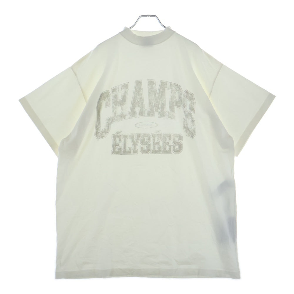 BALENCIAGA(バレンシアガ) 25SS OVER CHAMPS-ELYSEES T-SHIRT フロントプリント プルオーバー カットソー 半袖Tシャツ ホワイト 787349TRVN19016