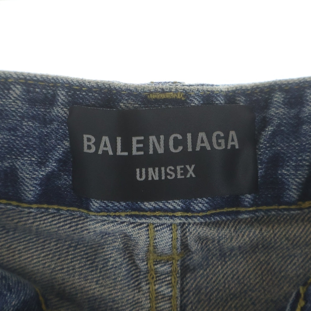 BALENCIAGA(バレンシアガ) 24SS OVERSIZE BAGGY DENIM PANTS ダメージ加工 ドローストリング オーバーサイズ ボタンフライ バギーデニムパンツ インディゴ 786643 TQW55