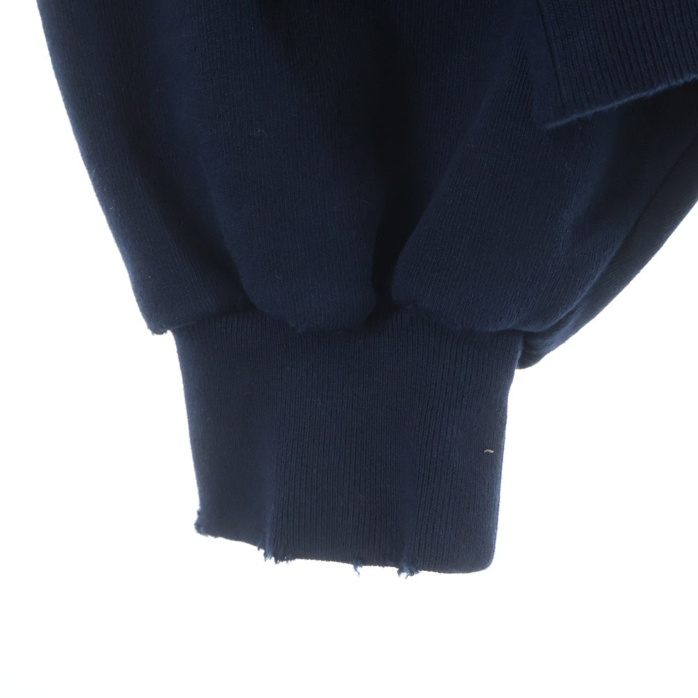 BALENCIAGA(バレンシアガ) 23AW ROUND HOODIE BE NICE フロントプリント ダメージデザイン スウェット プルオーバー ラウンド フーディー パーカー ネイビー 761458TPVE5
