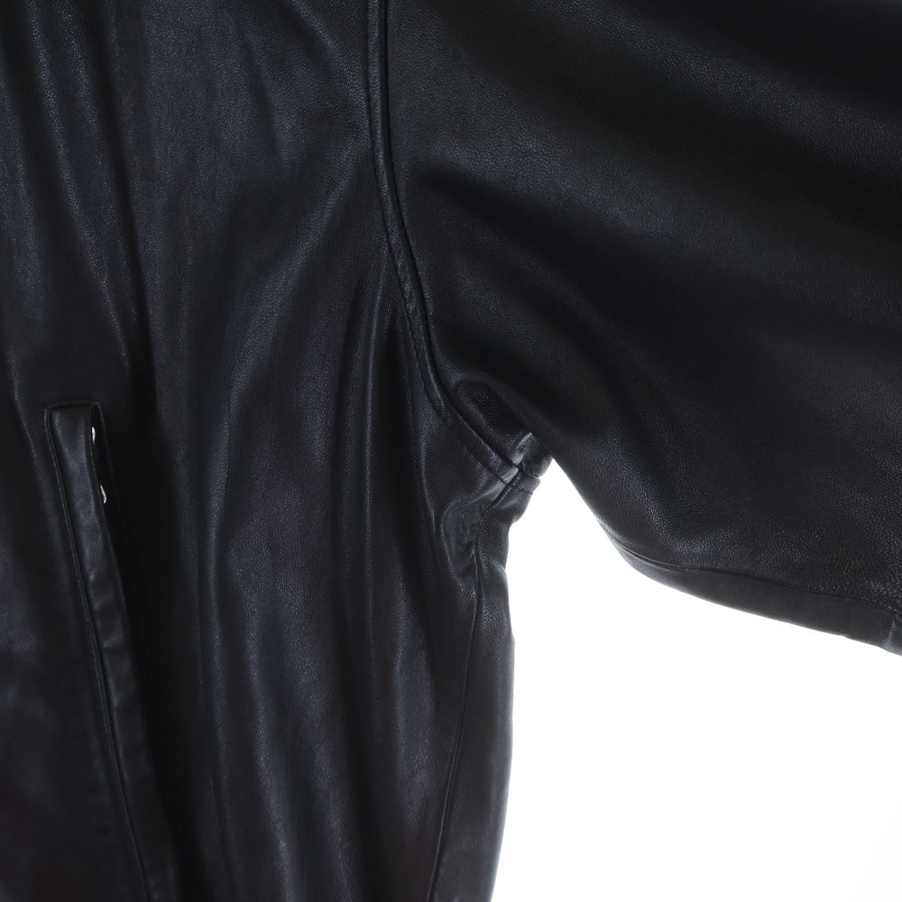 Graphpaper(グラフペーパー) 24AW SHEEP LEATHER TRACK BLOUSON シーブスキン シングルライダース レザージャケット ブラック GM243-30097