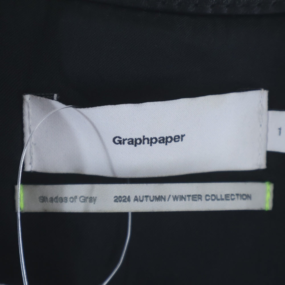 Graphpaper(グラフペーパー) 24AW SHEEP LEATHER TRACK BLOUSON シーブスキン シングルライダース レザージャケット ブラック GM243-30097