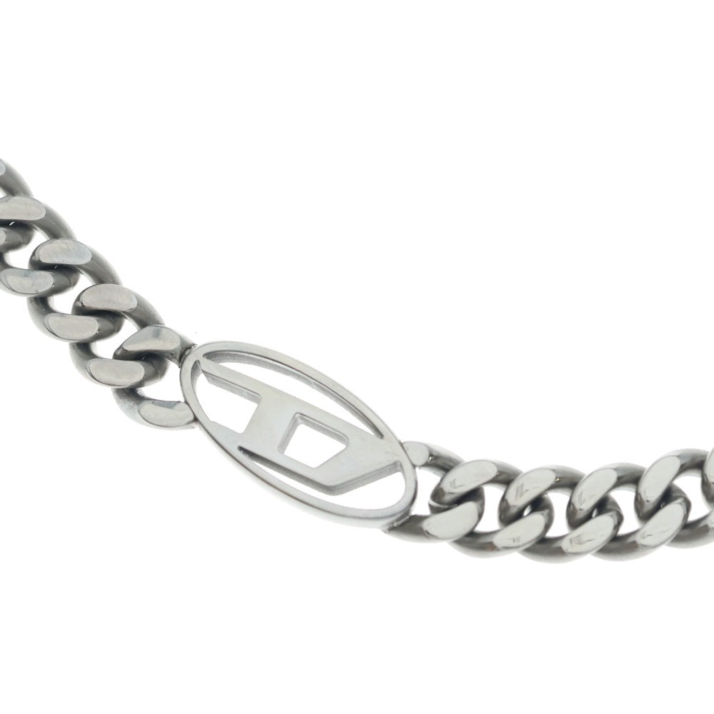 DIESEL(ディーゼル) Dロゴプレート チェーン ステンレスネックレス シルバー DX1433040