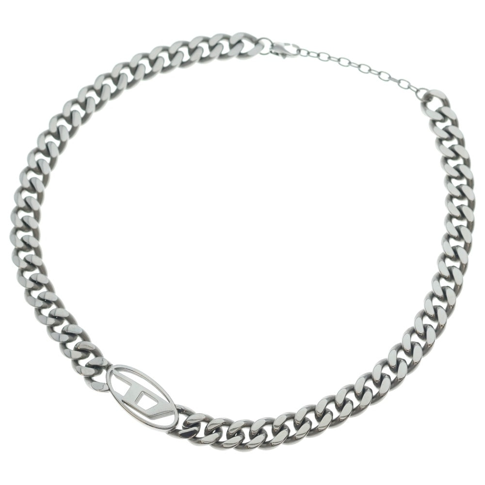 DIESEL(ディーゼル) Dロゴプレート チェーン ステンレスネックレス シルバー DX1433040