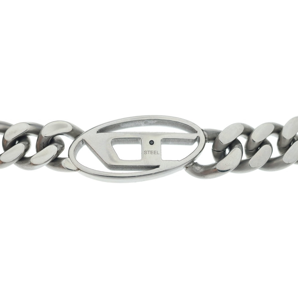 DIESEL(ディーゼル) Dロゴプレート チェーン ステンレスネックレス シルバー DX1433040