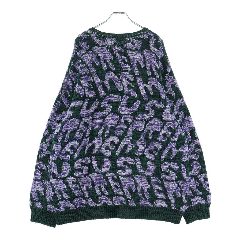 SUPREME(シュプリーム) 23SS Stacked Sweater スタックド 総柄 クルーネックニット セーター グリーン/パープル