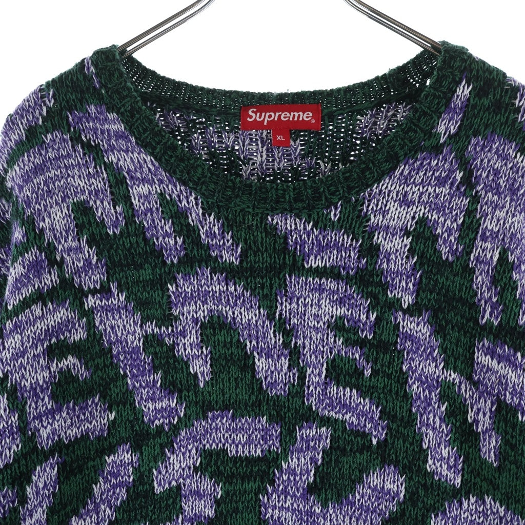 SUPREME(シュプリーム) 23SS Stacked Sweater スタックド 総柄 クルーネックニット セーター グリーン/パープル