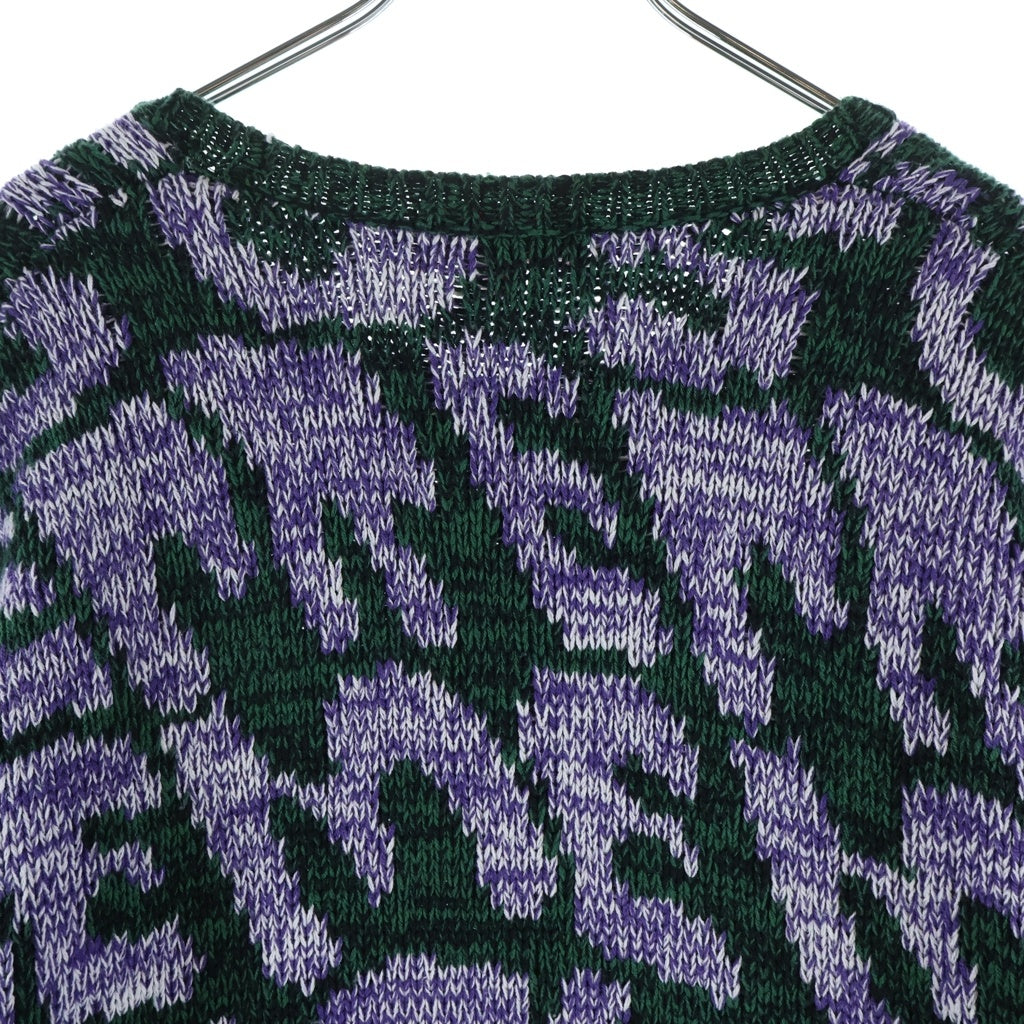 SUPREME(シュプリーム) 23SS Stacked Sweater スタックド 総柄 クルーネックニット セーター グリーン/パープル