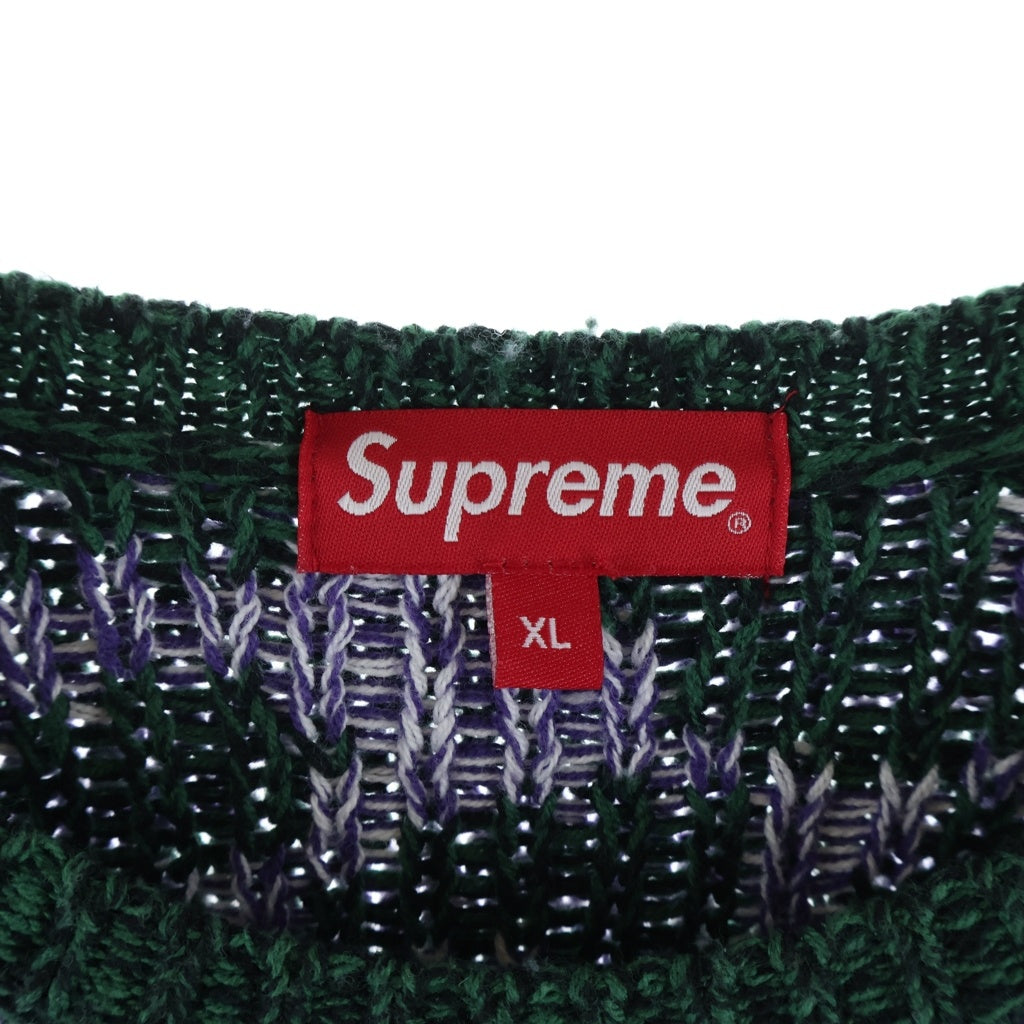 SUPREME(シュプリーム) 23SS Stacked Sweater スタックド 総柄 クルーネックニット セーター グリーン/パープル