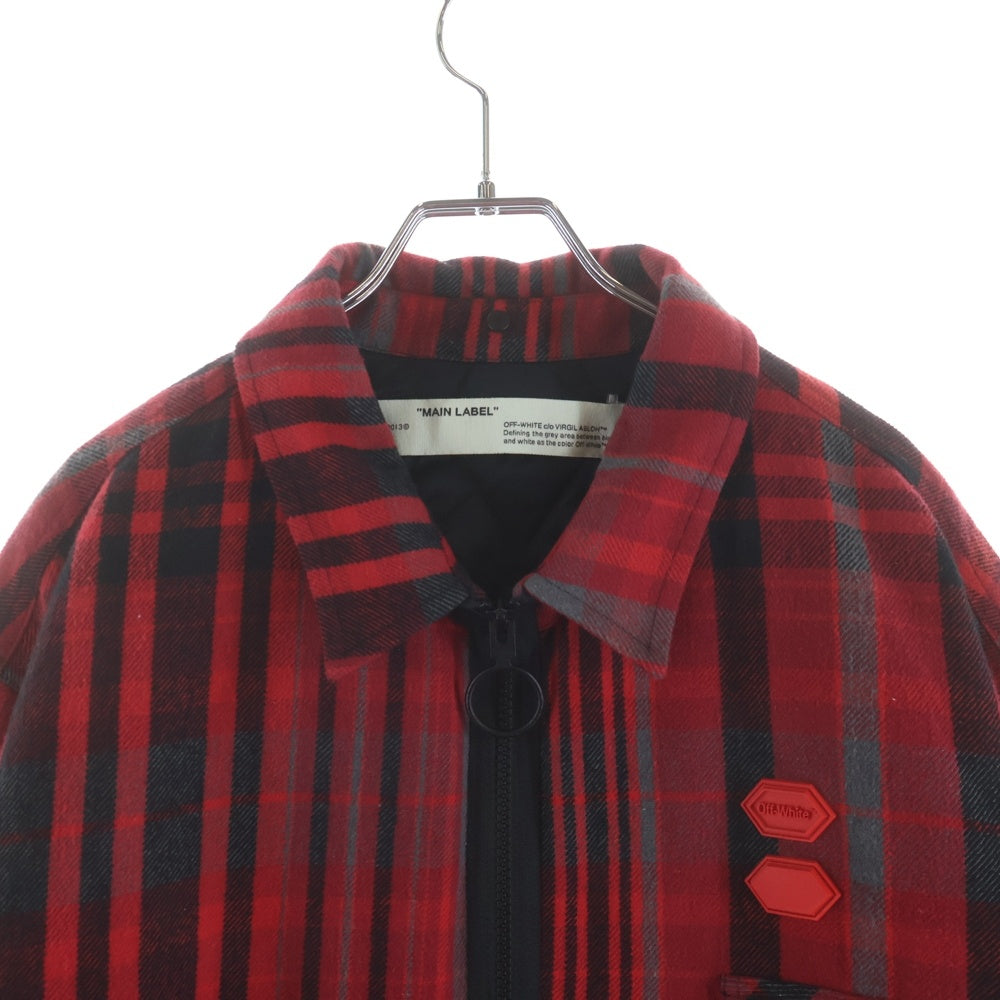 OFF-WHITE(オフホワイト) 19AW PADDED FLANNEL SHIRT パデッド ジップアップフランネルチェックシャツジャケット レッド OMGA061E19E23002