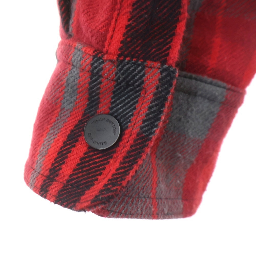 OFF-WHITE(オフホワイト) 19AW PADDED FLANNEL SHIRT パデッド ジップアップフランネルチェックシャツジャケット レッド OMGA061E19E23002