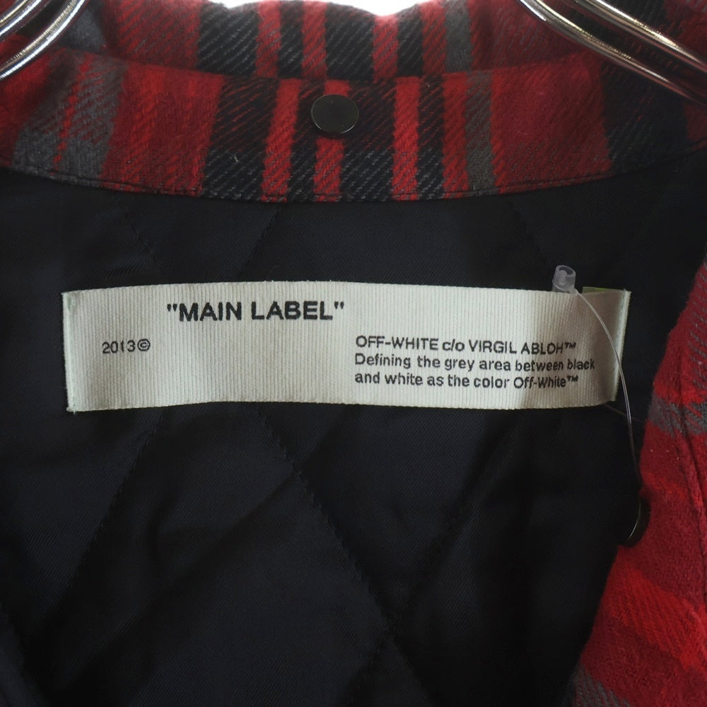 OFF-WHITE(オフホワイト) 19AW PADDED FLANNEL SHIRT パデッド ジップアップフランネルチェックシャツジャケット レッド OMGA061E19E23002