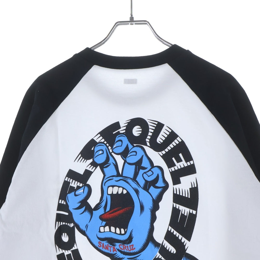 SEQUEL(シークエル) ×SANTA CRUZ RAGLAN WHITE ORIGINAL BODY COTTON サンタクルーズ フロントロゴ スクリーミングハンド ラグラン 七分袖Tシャツ SQ-25AW-SCRT-01