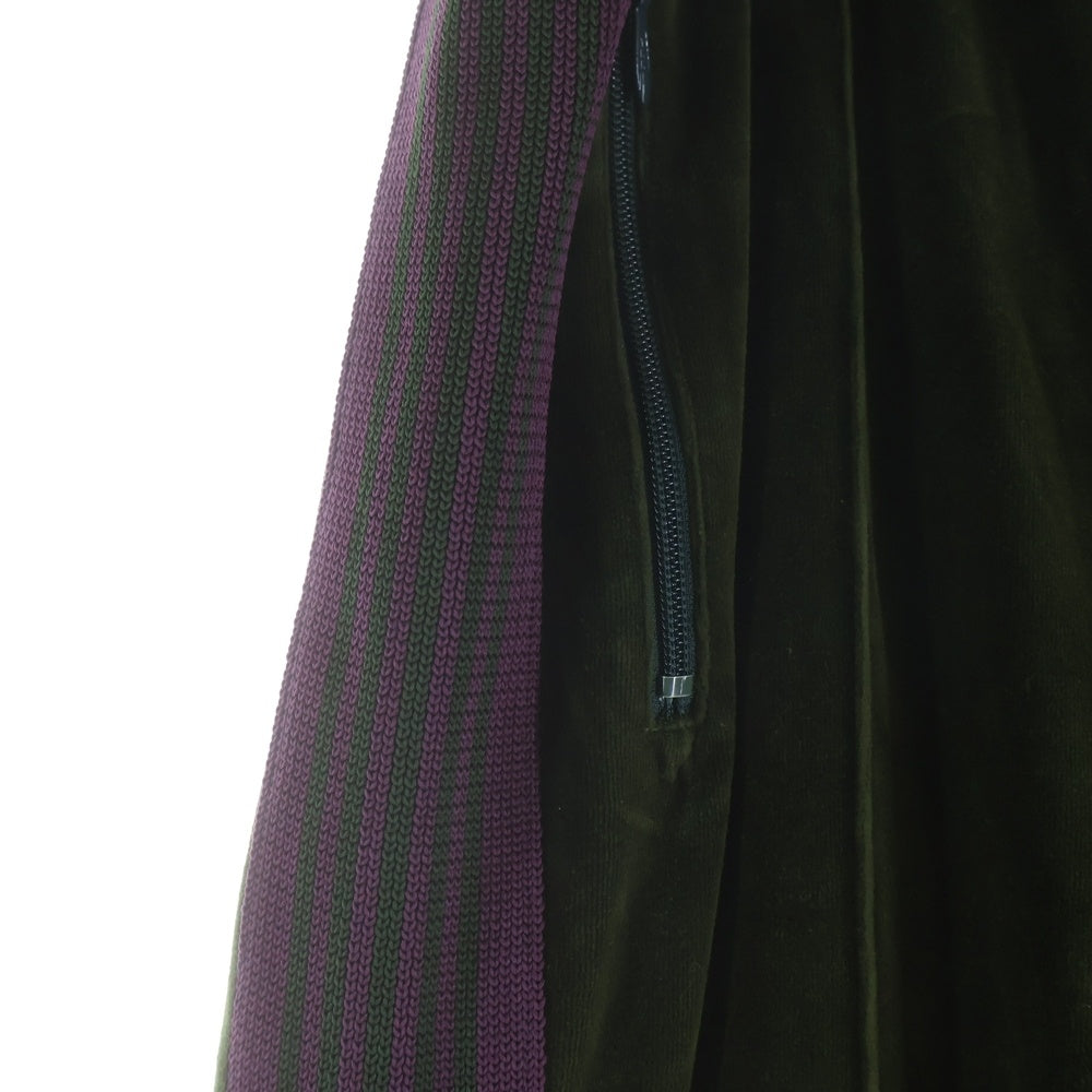 Needles(ニードルス) NARROW TRACK PANT VELOUR ナロー ロゴデザイン ベロア トラックパンツ カーキ J0229