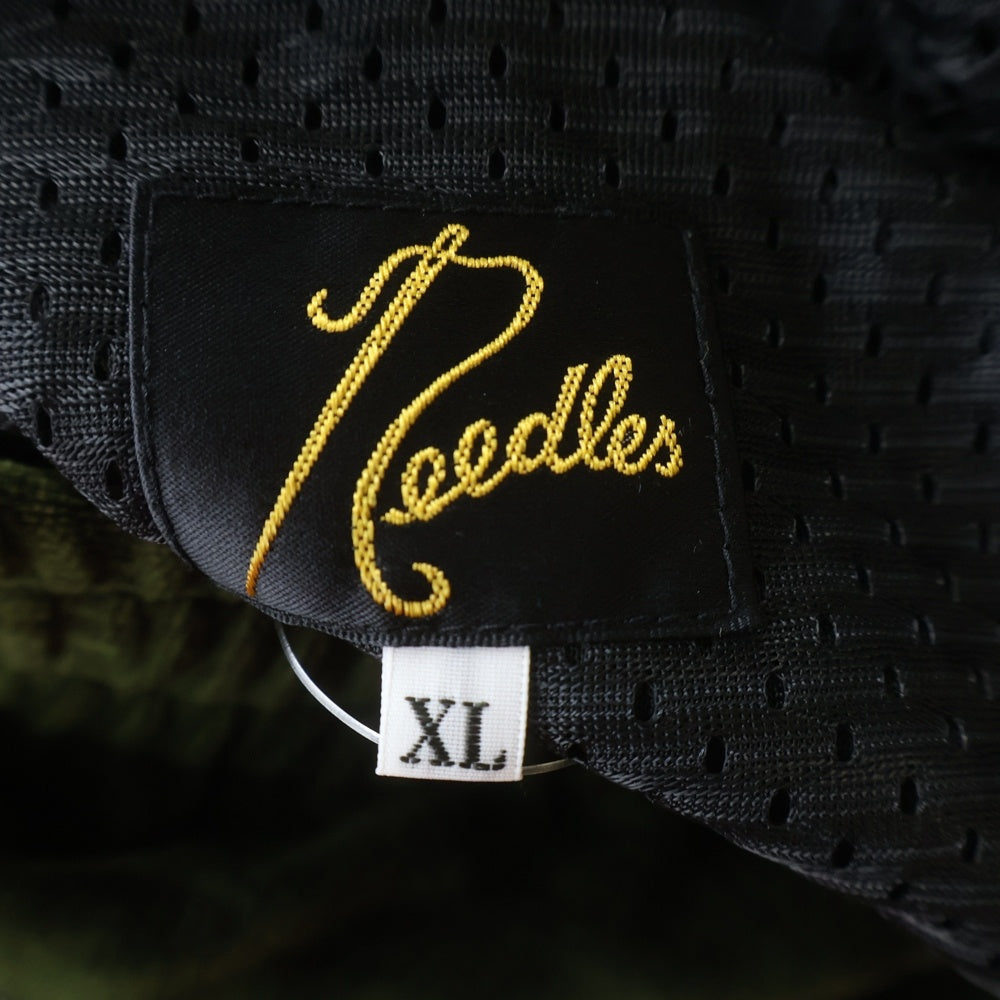Needles(ニードルス) NARROW TRACK PANT VELOUR ナロー ロゴデザイン ベロア トラックパンツ カーキ J0229