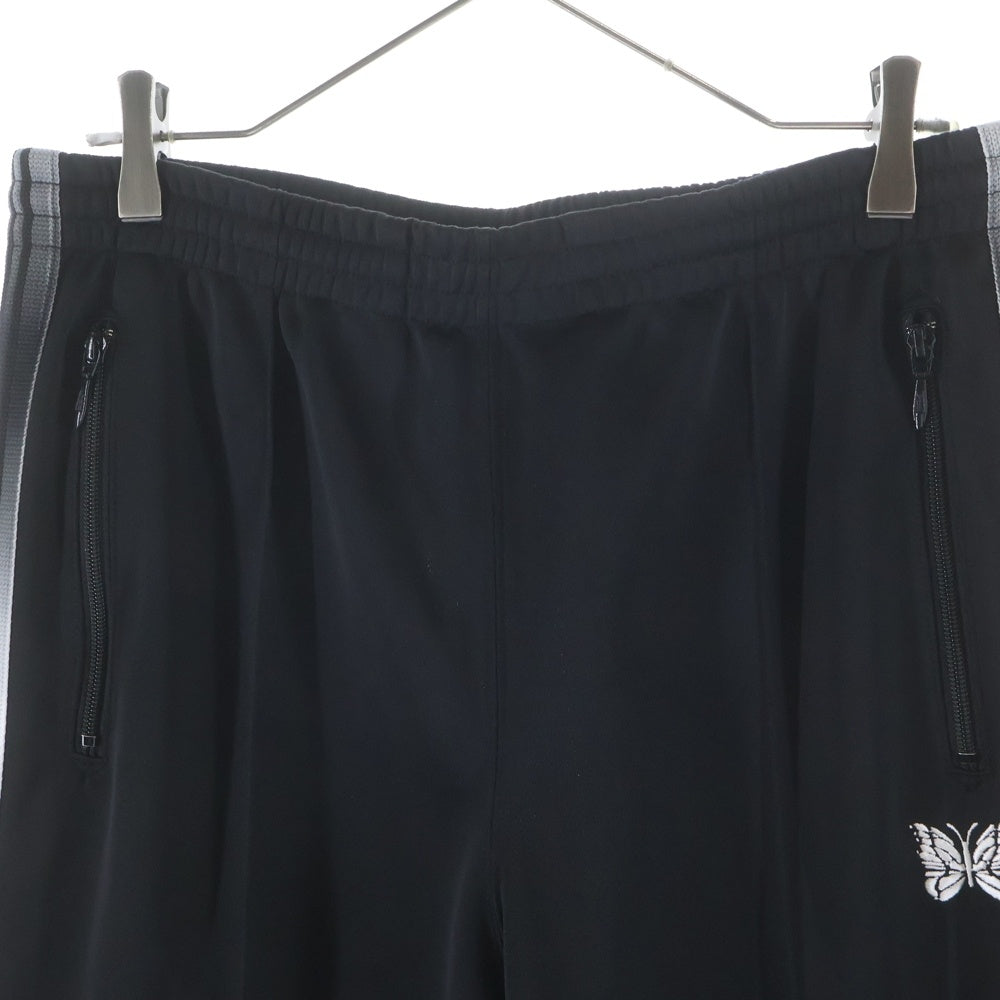 Needles(ニードルス) 24SS POLY SMOOTH TRACK PANT ポリ スムース ロゴデザイン トラックパンツ ブラック NS1610