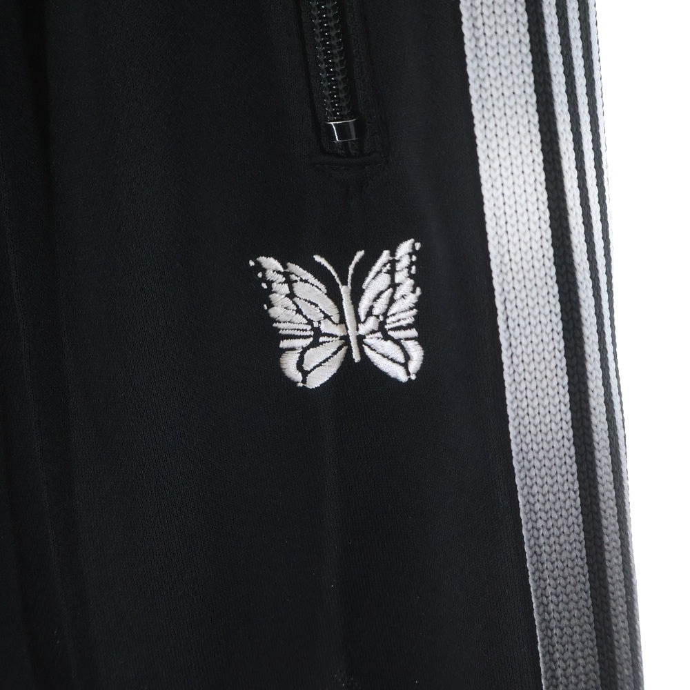 Needles(ニードルス) 24SS POLY SMOOTH TRACK PANT ポリ スムース ロゴデザイン トラックパンツ ブラック NS1610